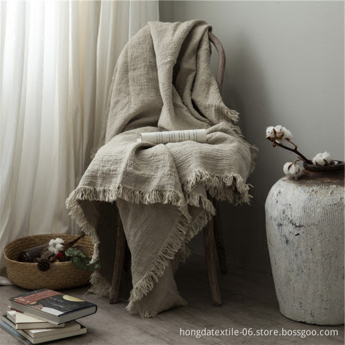Natural Linen Throw Blankets